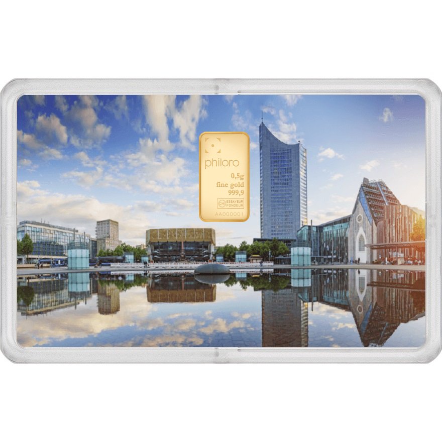 View 1: Goldbarren 0,5 g - philoro - Städtekarte Leipzig