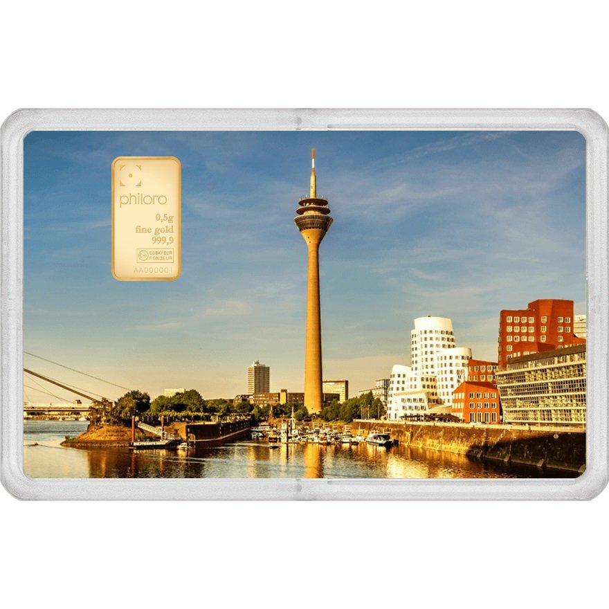 View 1: Goldbarren 0,5 g - philoro - Städtekarte Düsseldorf