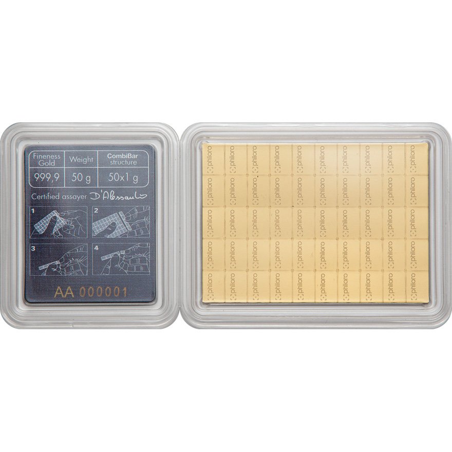 View 3: Gold CombiBar® 50 x 1 g philoro - LBMA zertifiziert