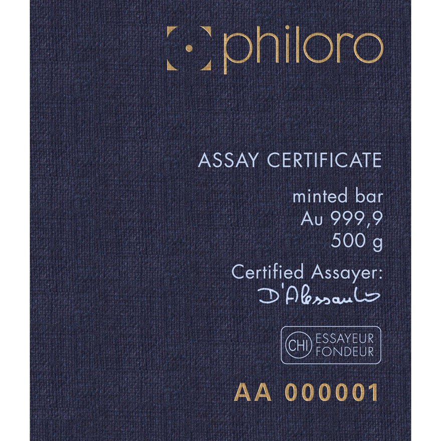 View 3: Goldbarren 500 g philoro – LBMA zertifiziert