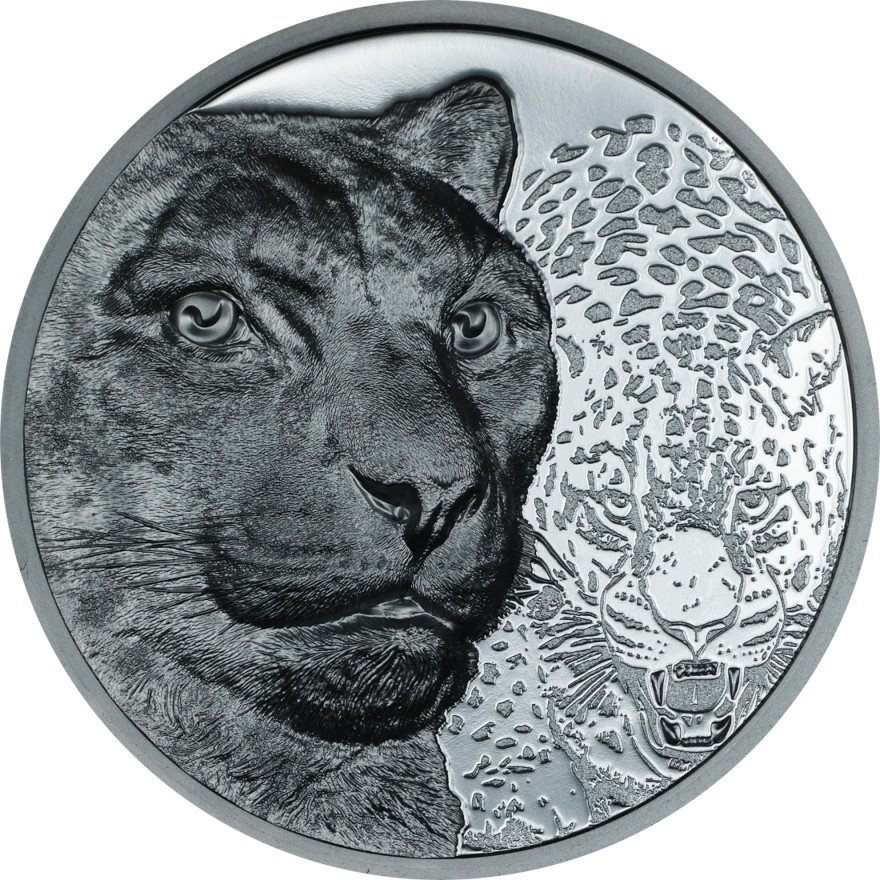 View 1: Silber Snow Leopard 2 oz Black Proof - High Relief 2024