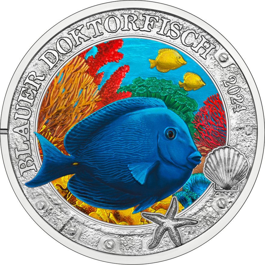 View 1: CuNi Leuchtende Meereswelten "Der Blaue Doktorfisch" 3 EUR UN - 2024