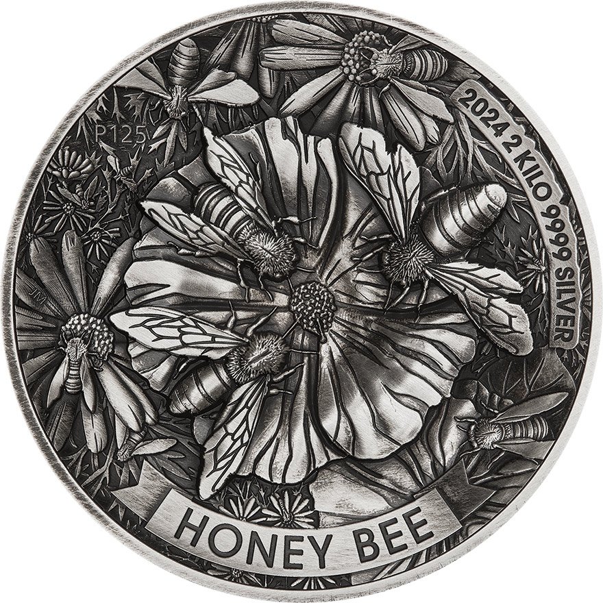 View 1: Silber Honey Bee 2000 g Antik Finish - High Relief 2024 