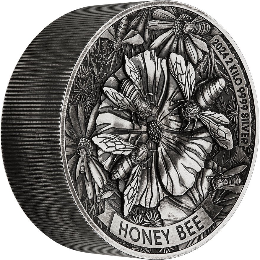 View 2: Silber Honey Bee 2000 g Antik Finish - High Relief 2024 