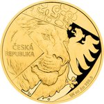 Front of the Gold Czech Lion 1/4 oz - PF - 2024 (incl. case and COA)