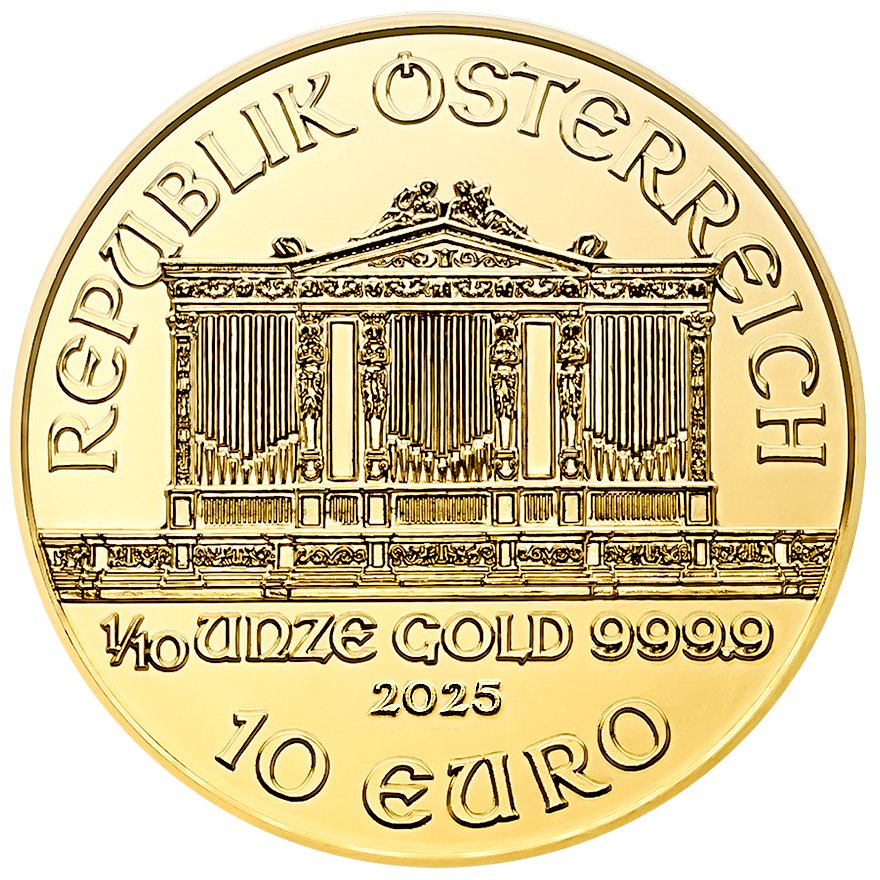 Back of the Gold Philharmonic 1/10 oz