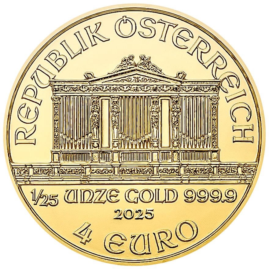 Back of the Gold Philharmonic 1/25 oz