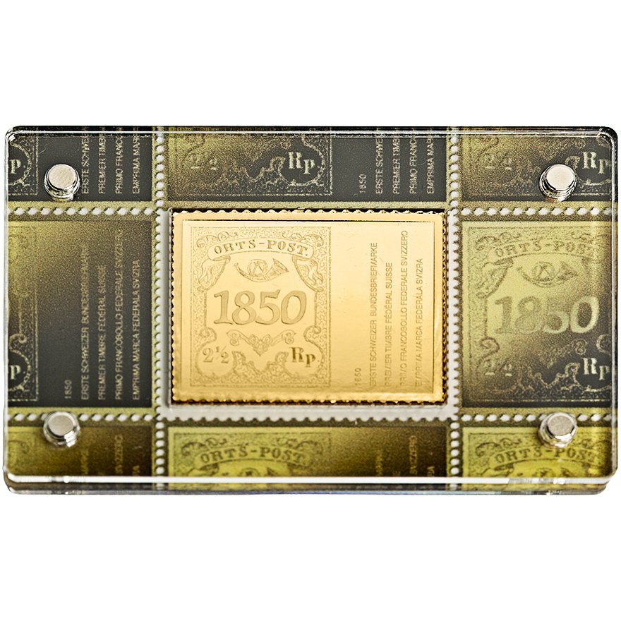 Front of the  GOLDENE BRIEFMARKE - Geschichte der Schweizerischen Post