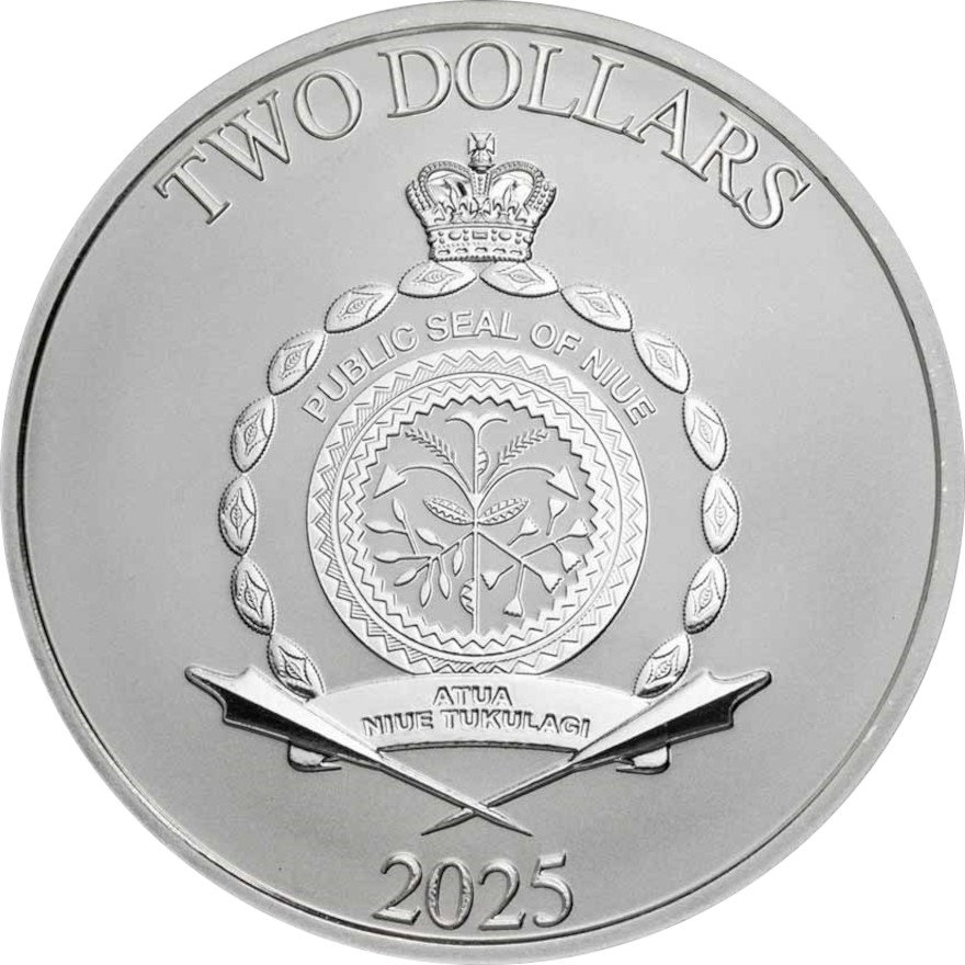 Back of Silver Christmas Mickey Mouse 1 oz - 2025