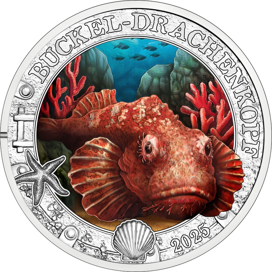Front of the CuNi Luminous Sea Worlds “common dragonet” 3 EUR UN - 2025 
