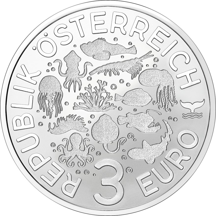 Back of the CuNi Luminous Sea Worlds “common dragonet” 3 EUR UN - 2025 