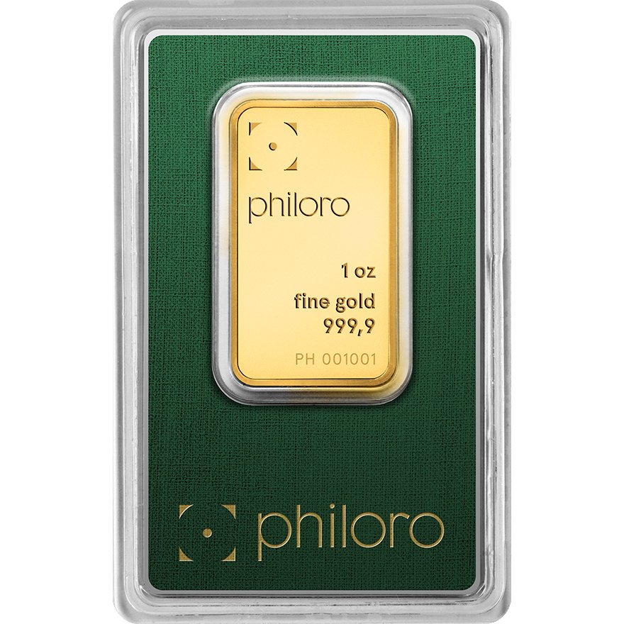 Front of Gold bar 1 oz - philoro ORIGIN