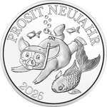 Front of the Silver lucky token “Fish” 2026