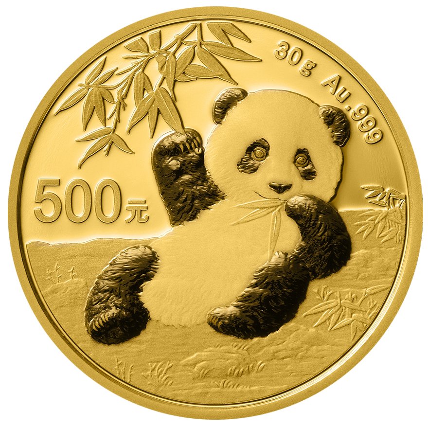 Front of the Gold China Panda 30 g - 2020