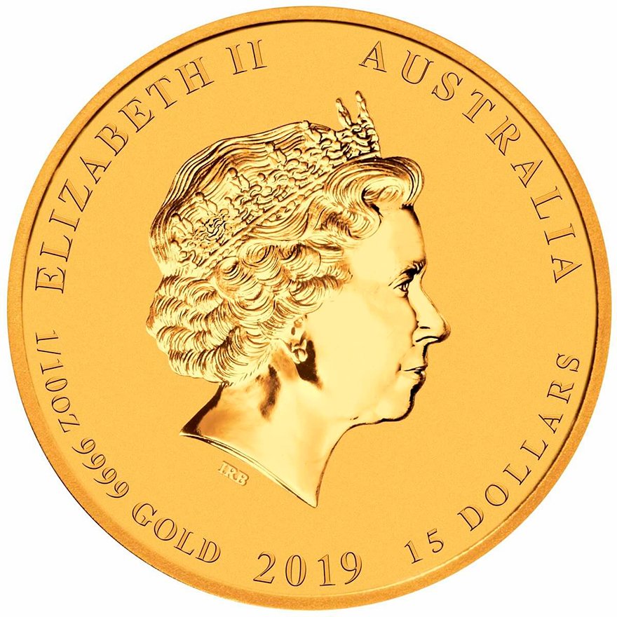 Back of the Gold Lunar II 1/10 oz - Pig