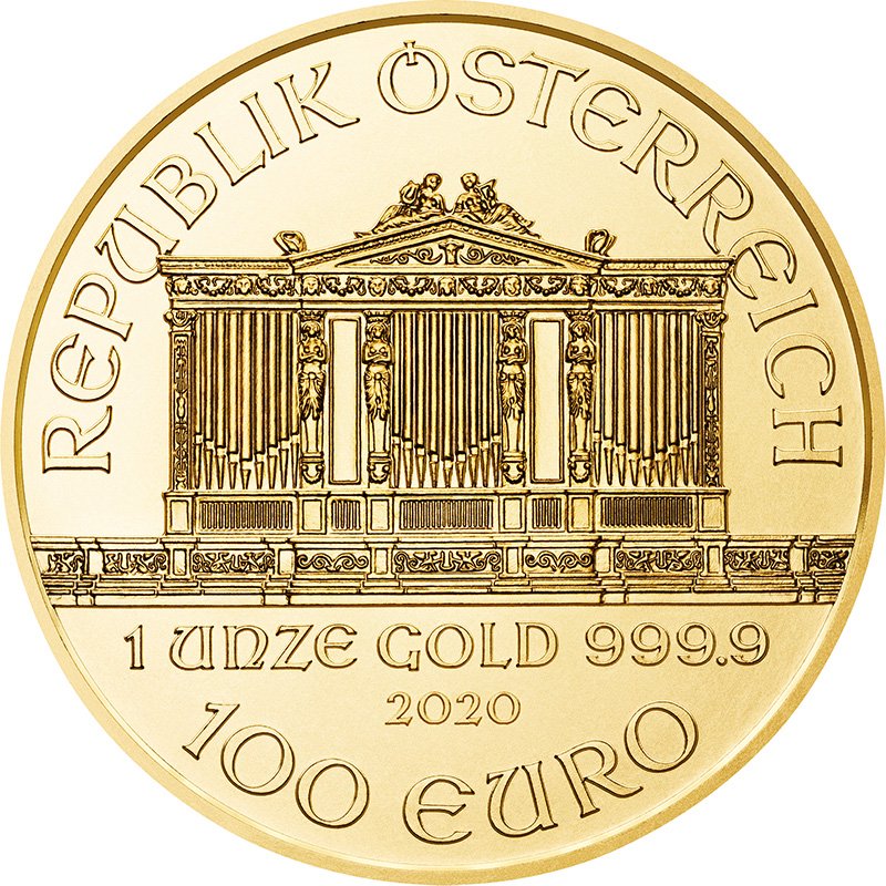 Back of the Gold Philharmonic 1 oz - 2020