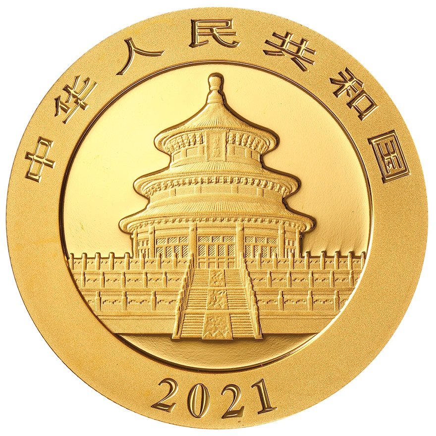 Back of the Gold China Panda 15 g - 2021