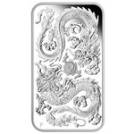 Front of the Silver Dragon 1 oz Rectangle Coin - PF - 2020