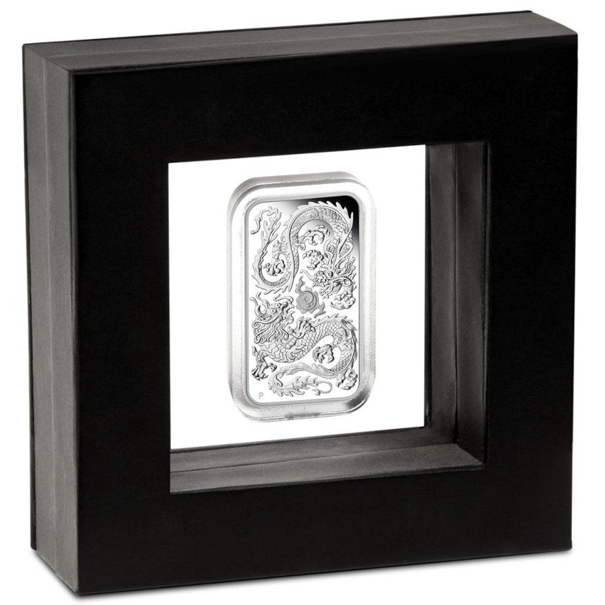 Silver Dragon 1 oz Rectangle Coin - PF - 2020 in the original case