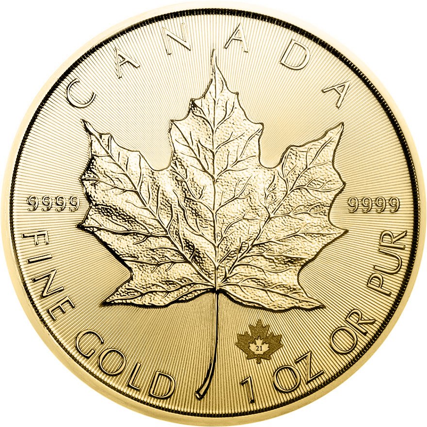 Front of the Gold Maple Leaf 1 oz - 2021