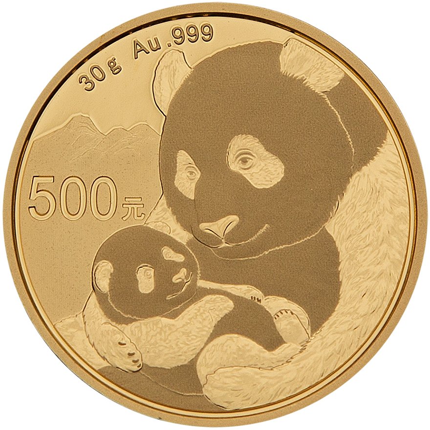 Front of the Gold China Panda 30 g - 2019
