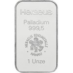 Palladiumbarren 1 oz - ZOLLFREILAGER Front of the Palladium bar 1 oz