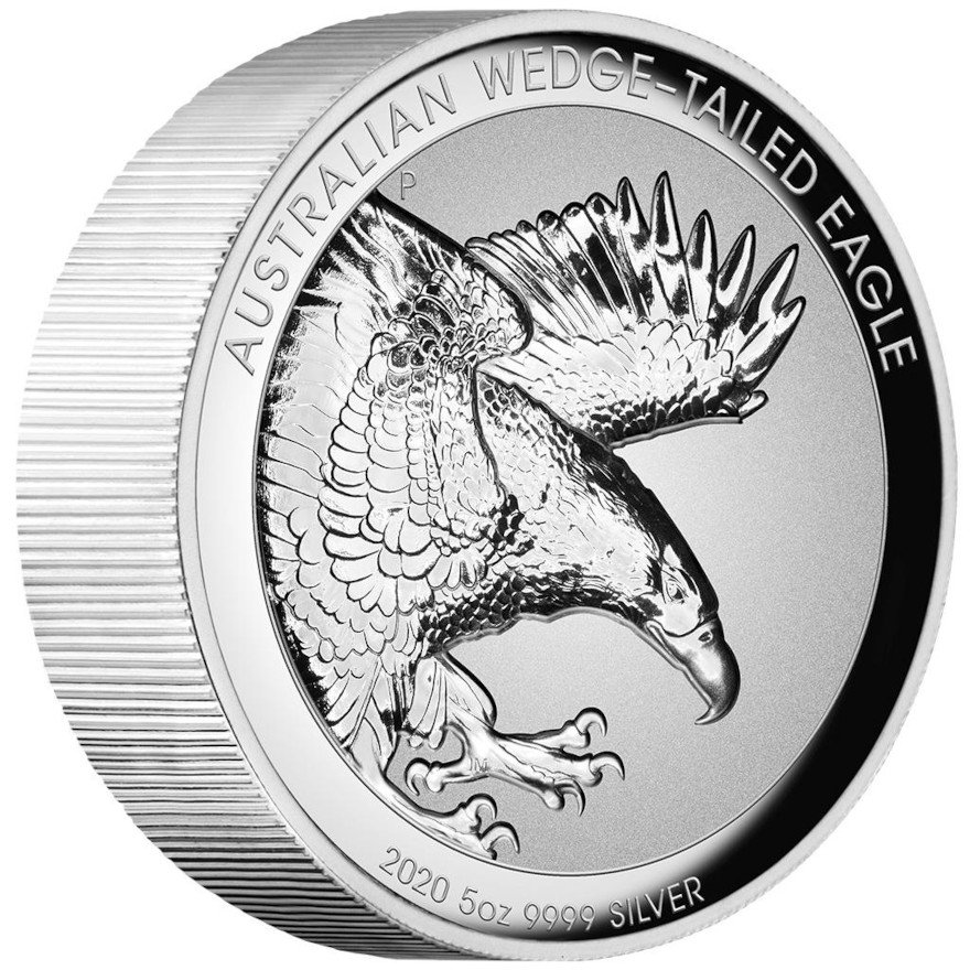 View 2: Silber Wedge Tailed Eagle 5 oz PP - High Relief 2020