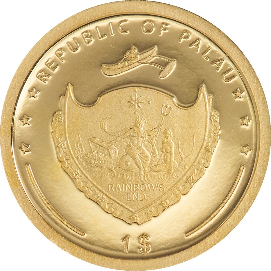Back of the Gold Cloverleaf 1 g Palau 2021