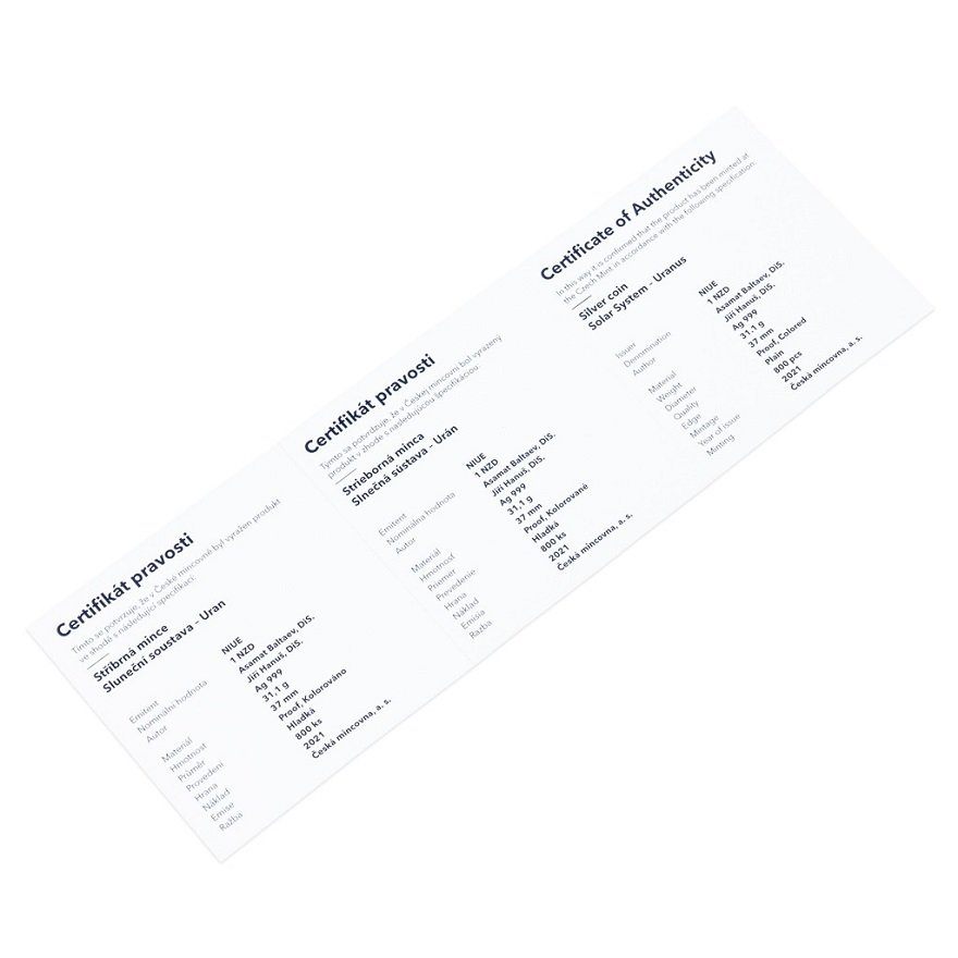 Certificate of authenticity