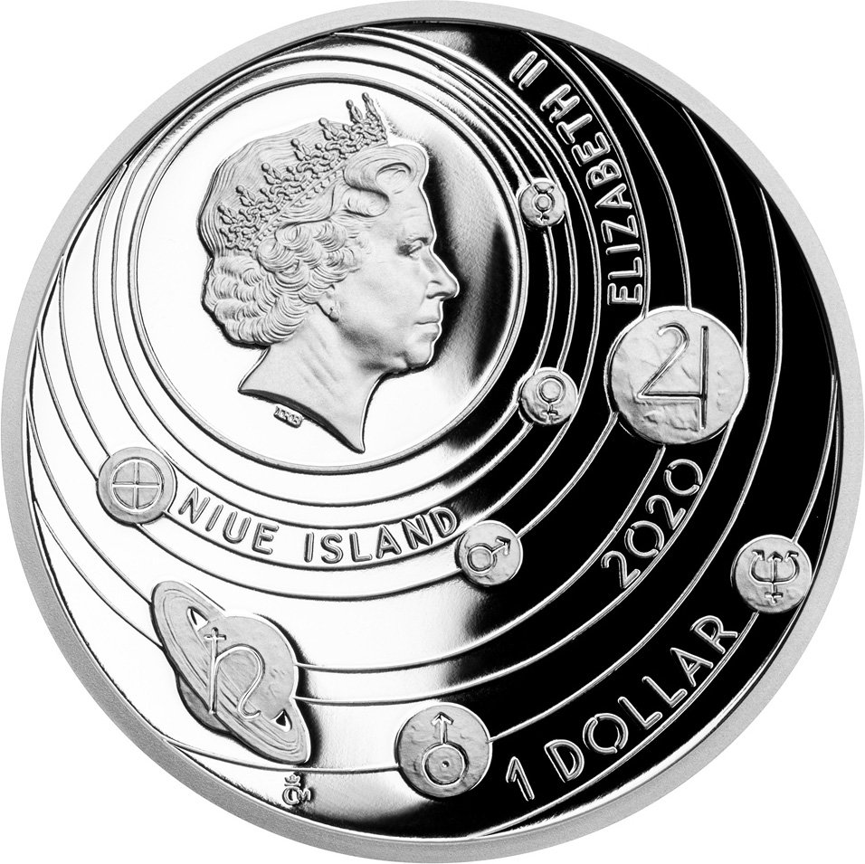 Back of the Silver Solar System 1 oz - Mercury (5th)