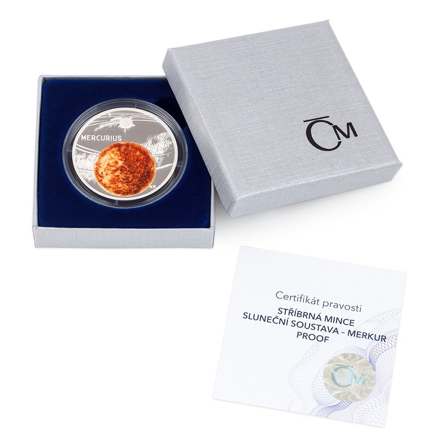 Silver Solar System 1 oz - Mercury (5th) in the original coin case