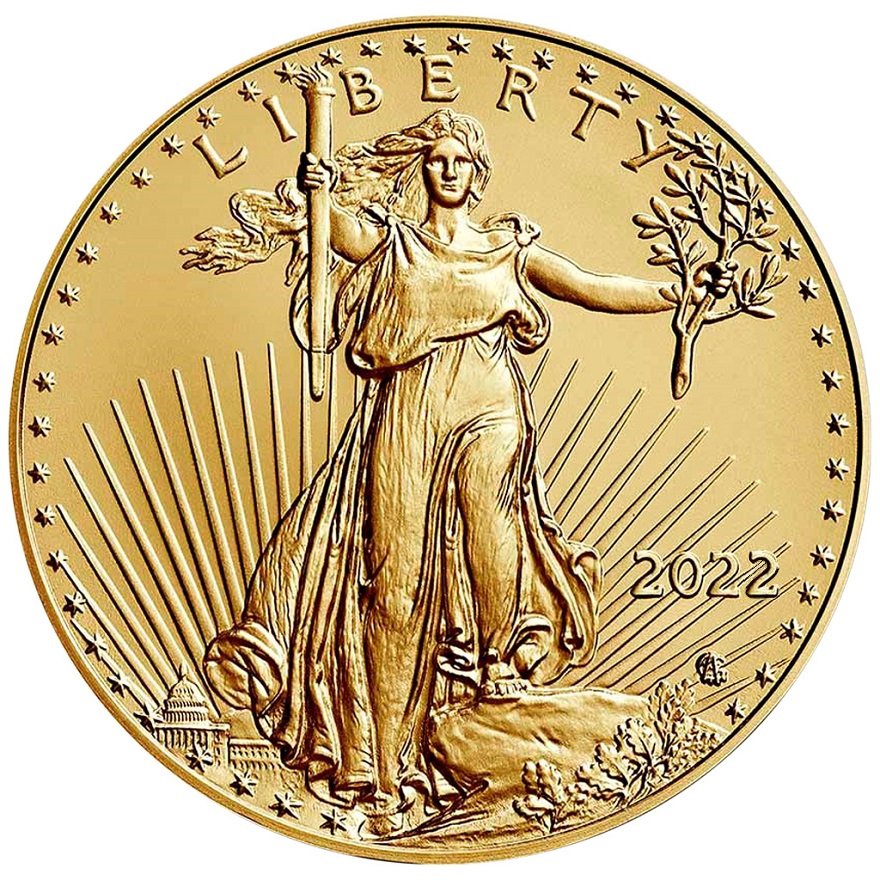 Back of the Gold American Eagle 1 oz - 2022