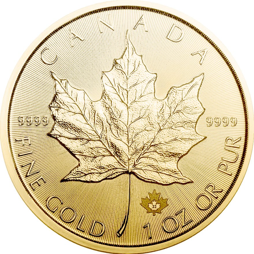 Front of the Gold Maple Leaf 1 oz - 2022