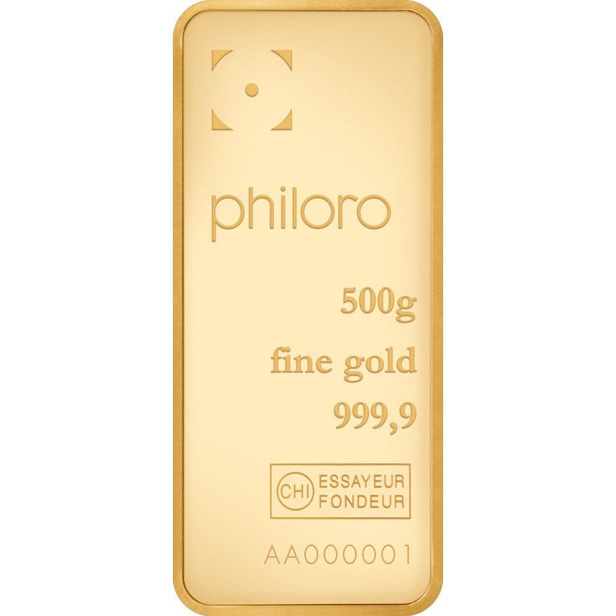 View 1: Goldbarren 500g philoro - ZOLLFREILAGER