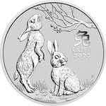 Front of the Silver Lunar III 1/2 oz - Rabbit 2023