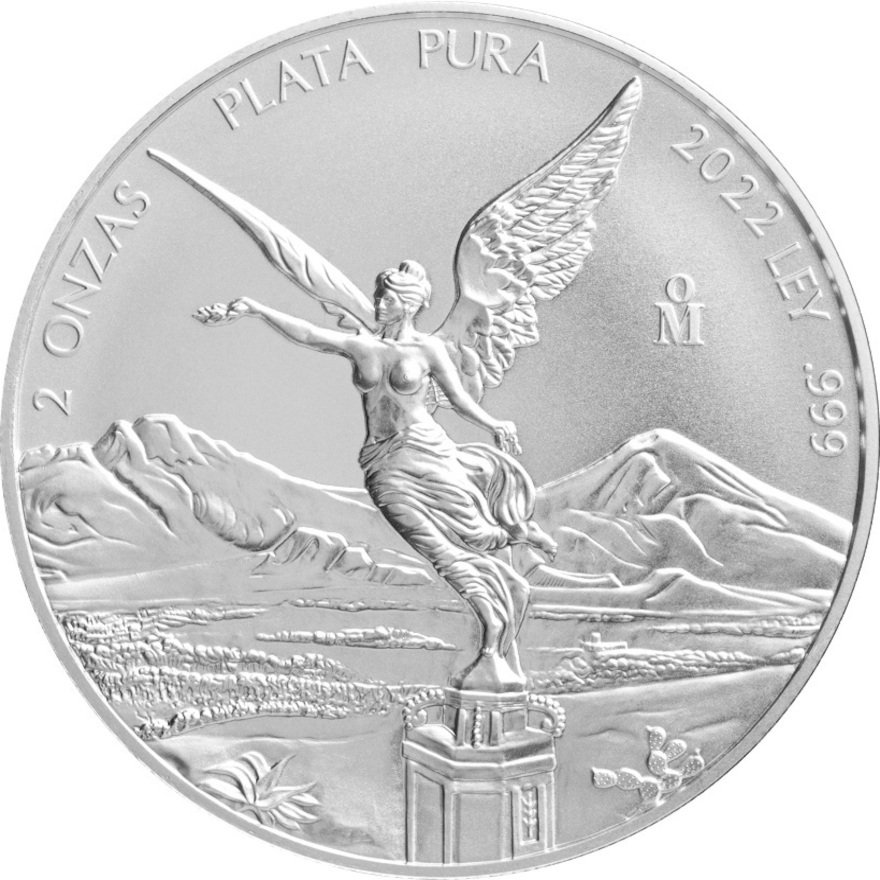 Front of the Silver Mexico Libertad 2 oz - 2022