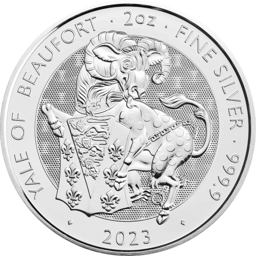 Front of the Silver Yale of Beaufort 2 oz - Royal Tudor Beasts 2023