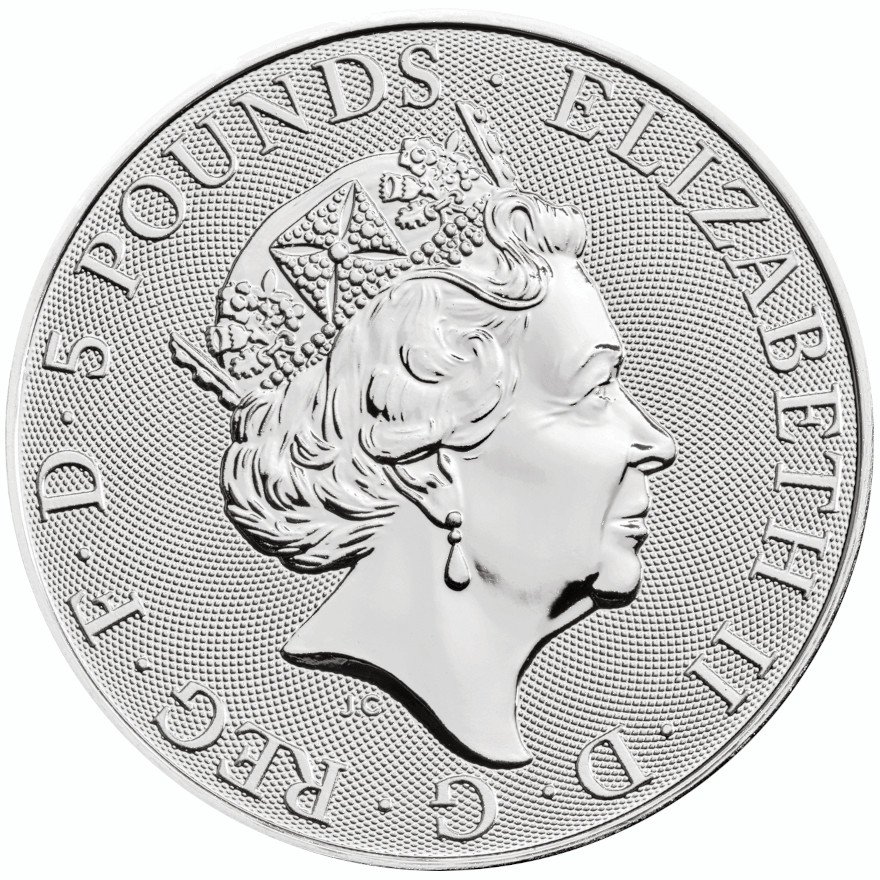 Back of the Silver Yale of Beaufort 2 oz - Royal Tudor Beasts 2023
