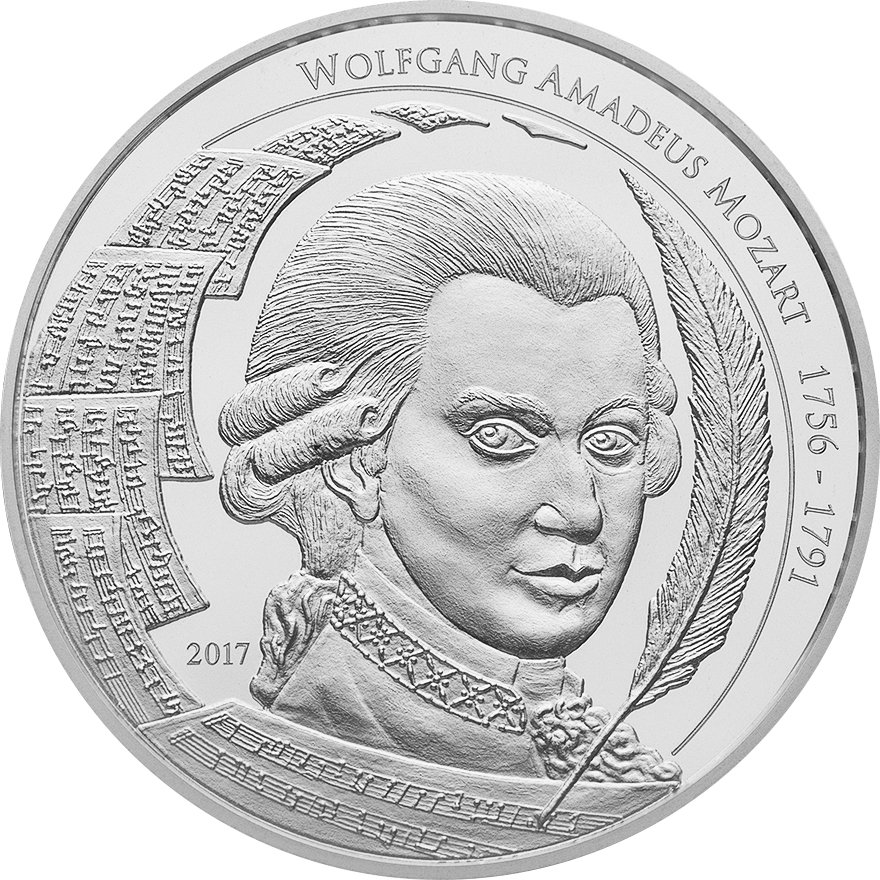 Front of the Silver Mozart Coin 1 Ounce - philoro