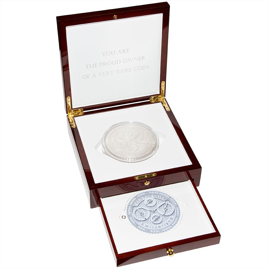 Argor Heraeus 1 kg Silver Medal Watch in the original coin case