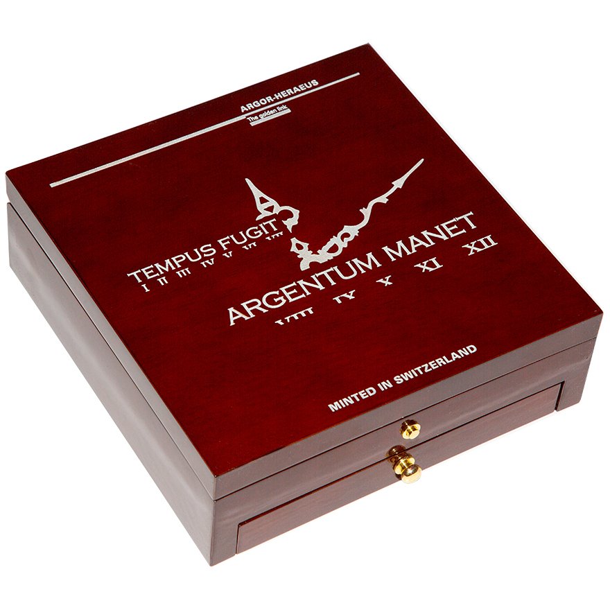 Original coin case of the Argor Heraeus 1 kg Silver Medal Watch