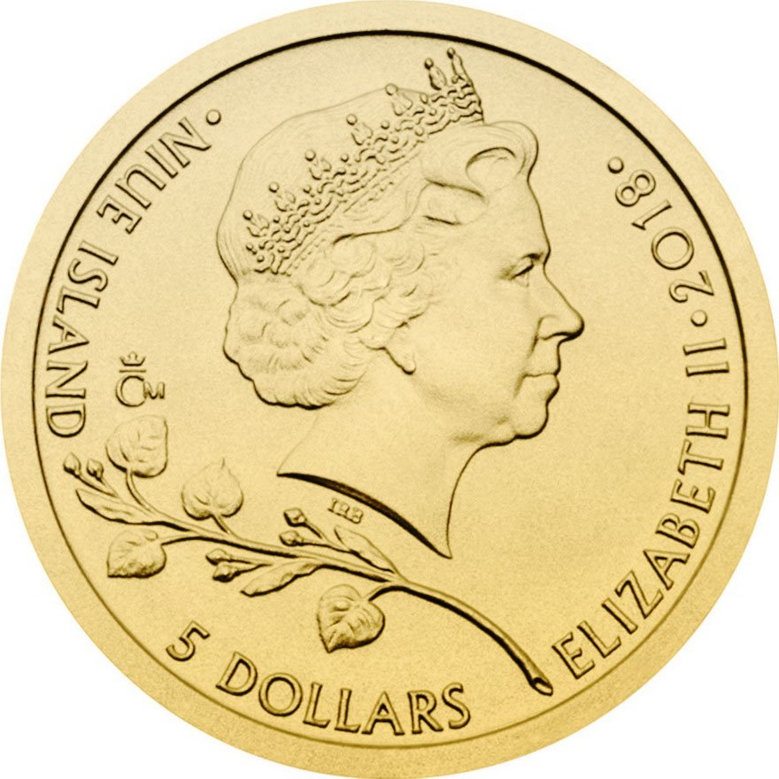 Back of the Gold Czech Lion 1/25 oz - 2018