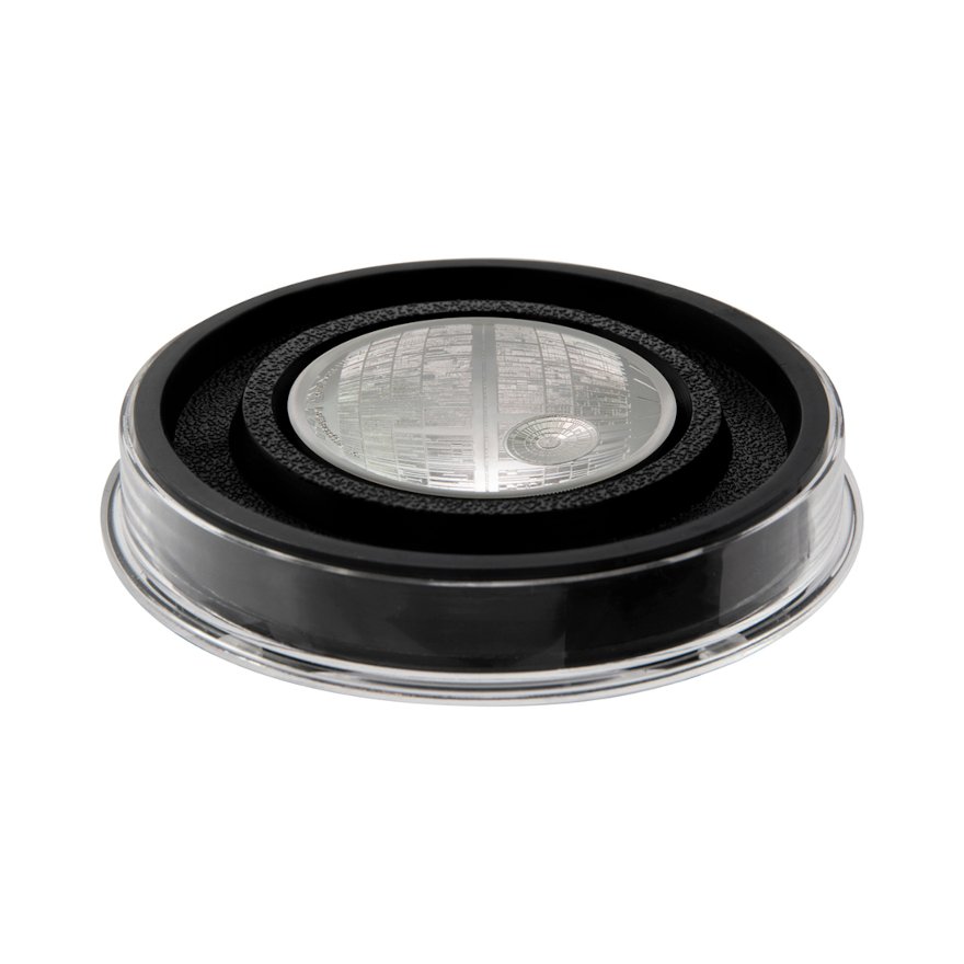 Original coin case of the Silver Star Wars Death Star 2 oz Ultra High Relief