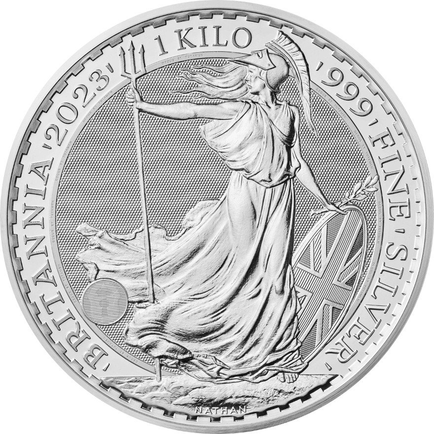 Front of the Silver Britannia 1000 g - various years