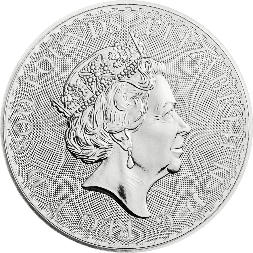 Back of the Silver Britannia 1000 g - various years