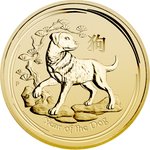 Front of the Gold Lunar II 1 oz - Dog