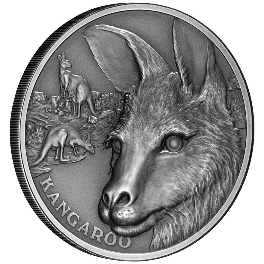 View 2: Silber Wildlife Känguru 1 oz Antik Finish - 2021