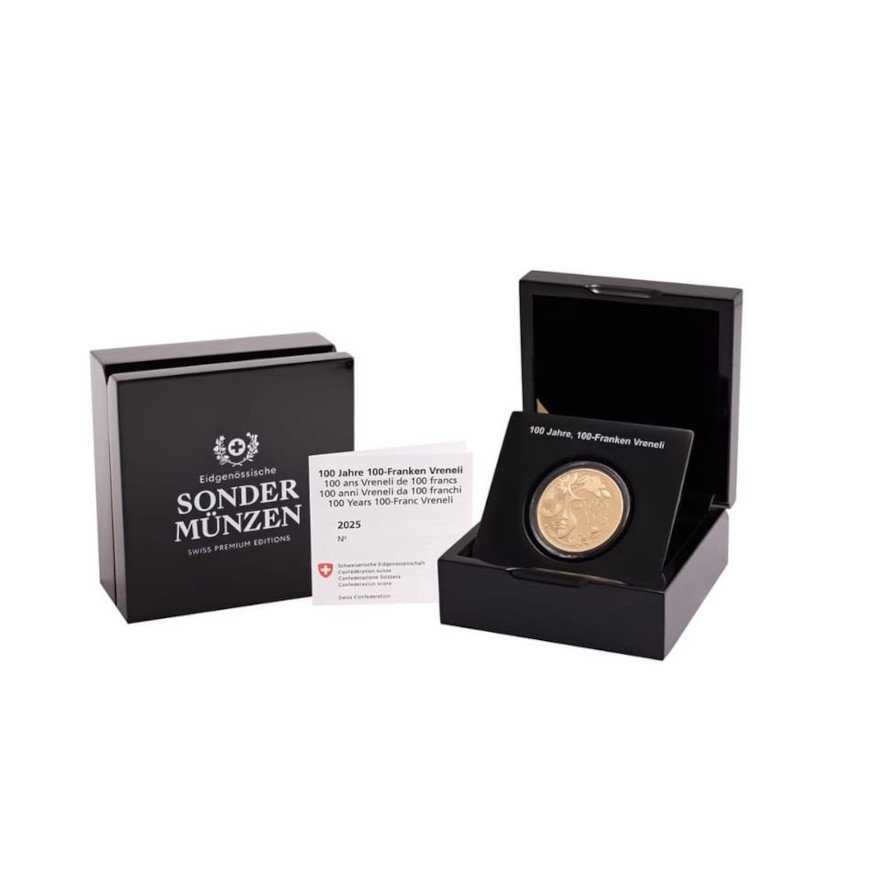 Gold Vreneli - 100th Anniversary - 100 Francs Proof - 2025 in the original coin case