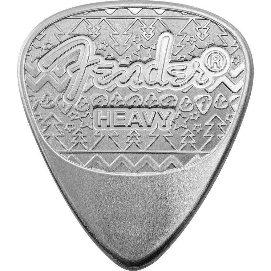 Front of the Silver Fender Plectrum 10 g Christmas
