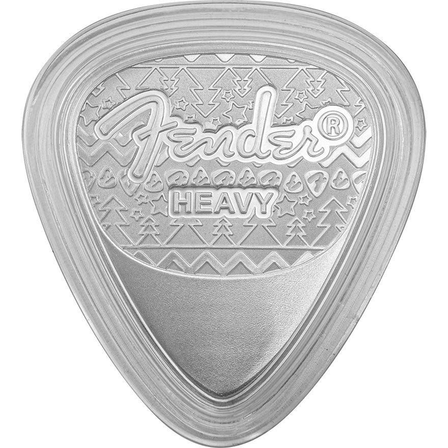 Front of the Silver Fender Plectrum 10 g Christmas